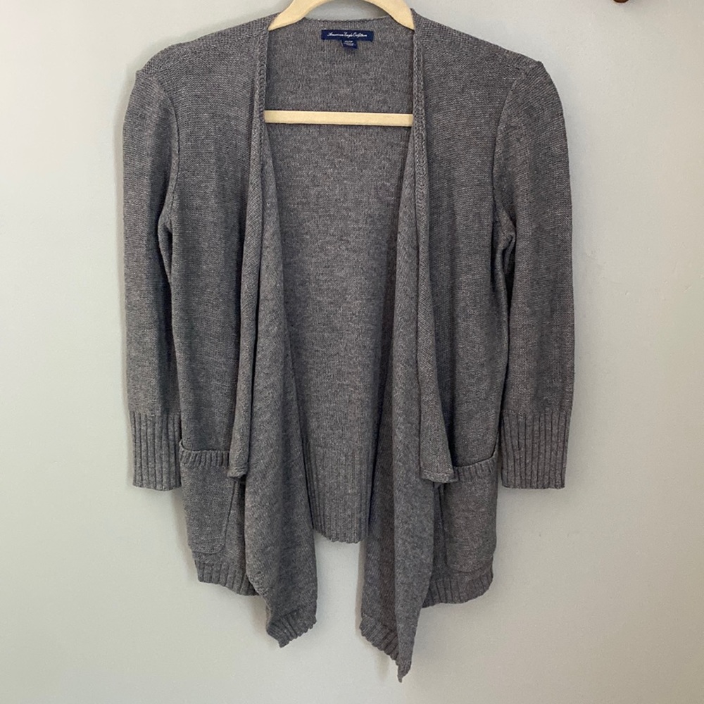American Eagle Gray Open Cardigan Sweater XS